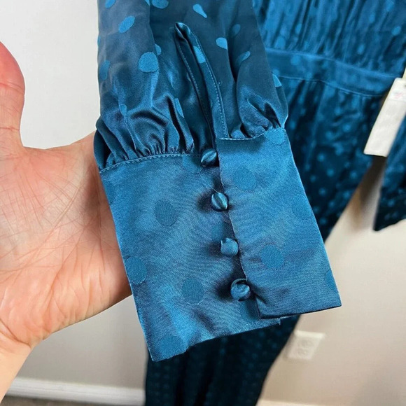 Happy X Nature Kate Hudson Polka Dot Jumpsuit Size 10 Open Back Teal Blue Event - Picture 10 of 15